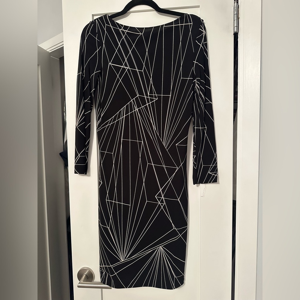 Nicole Miller Black & White Line Pattern Dress